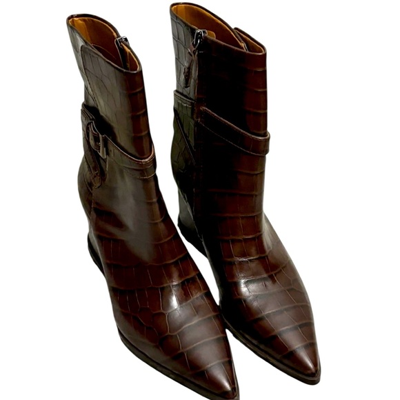 SARTO By Franco Sarto Shoes - Sarto Emina Brown Leather Pointed Toe Boots New 9